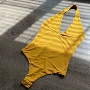 V neck halter bodysuit